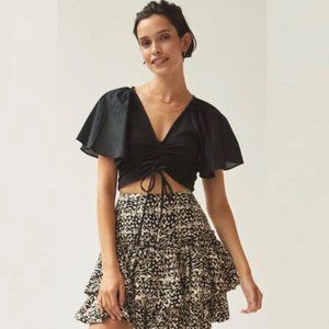 Maeve cinched flutter sleeve top